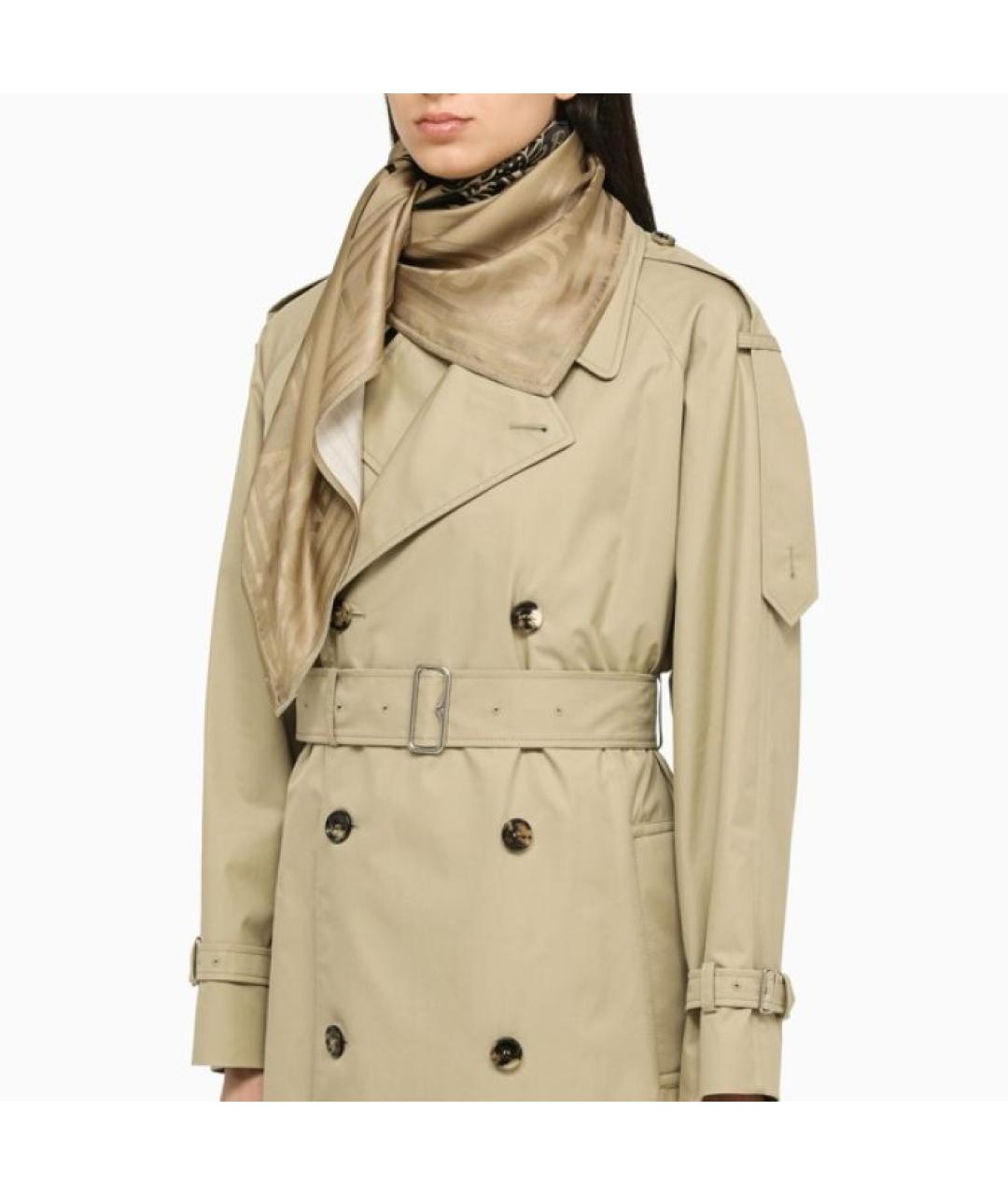 BURBERRY Бежевый шелковый шарф, фото 3