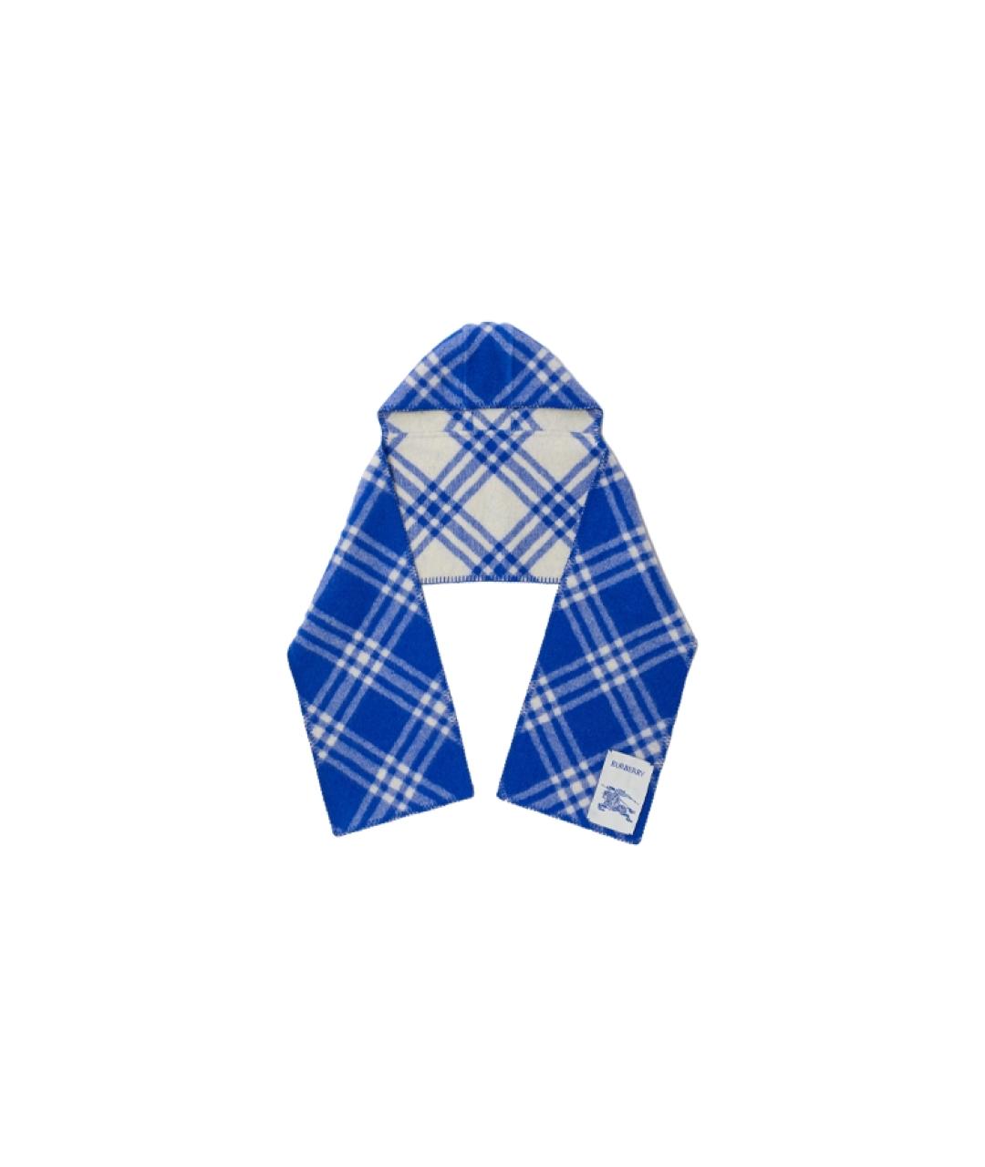 BURBERRY Синий шерстяной шарф, фото 4