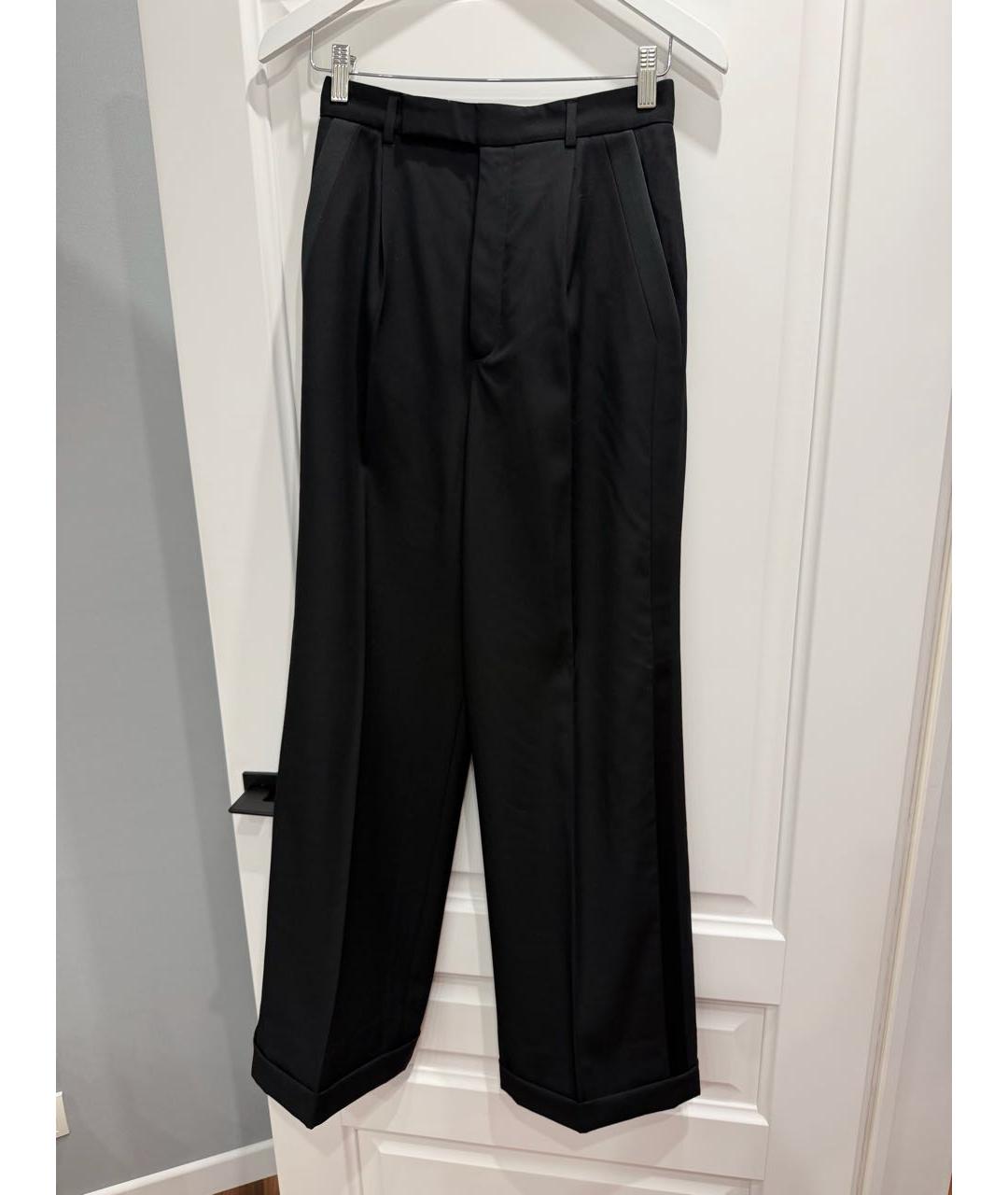 SAINT LAURENT Черные шерстяные брюки широкие, фото 4
