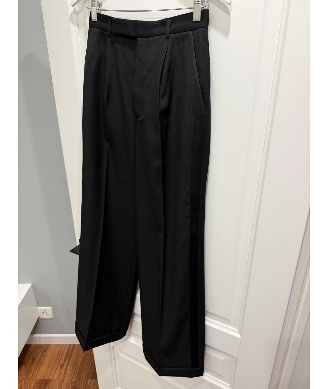 SAINT LAURENT Черные шерстяные брюки широкие, фото 3