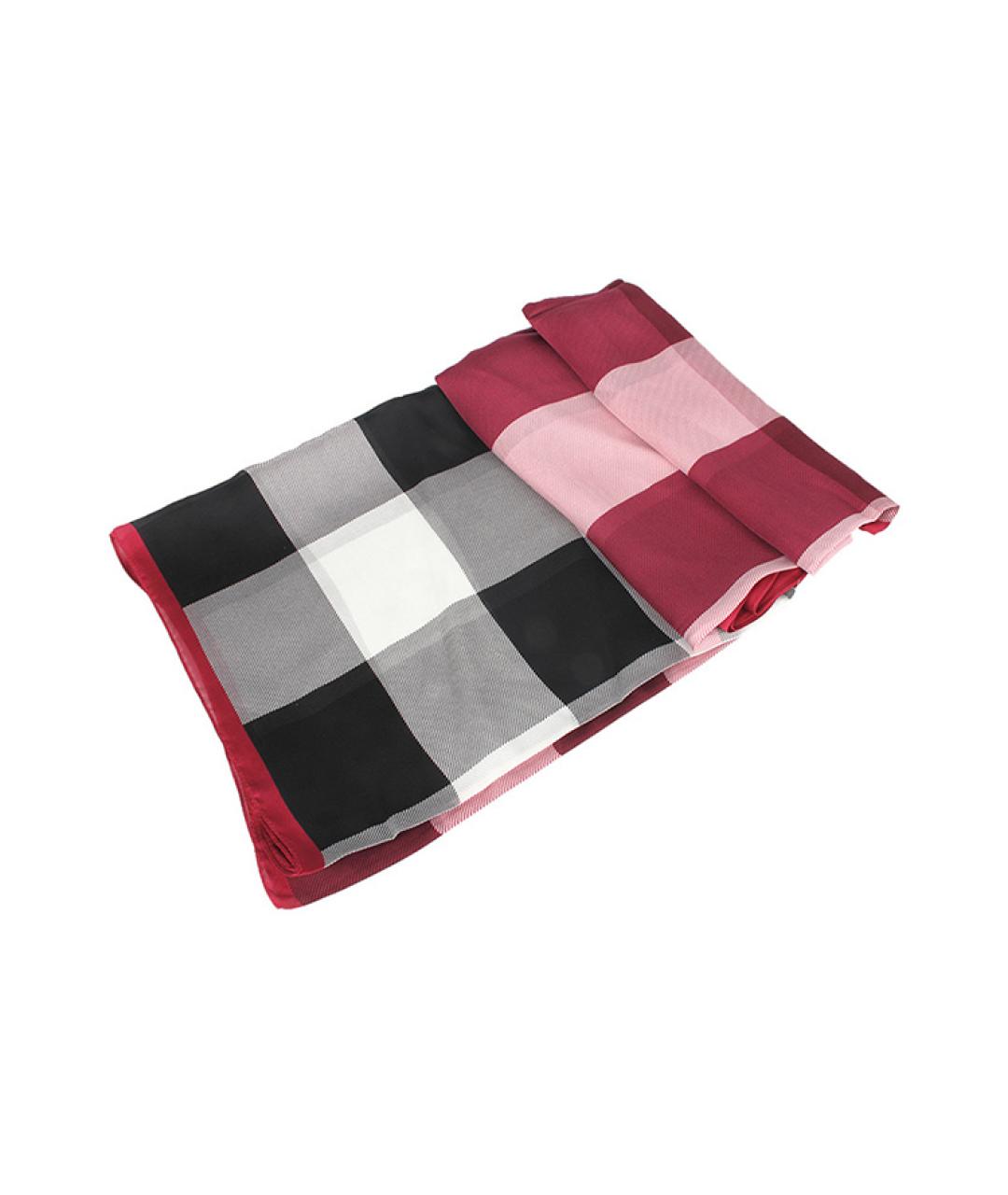 BURBERRY Красный шелковый шарф, фото 2