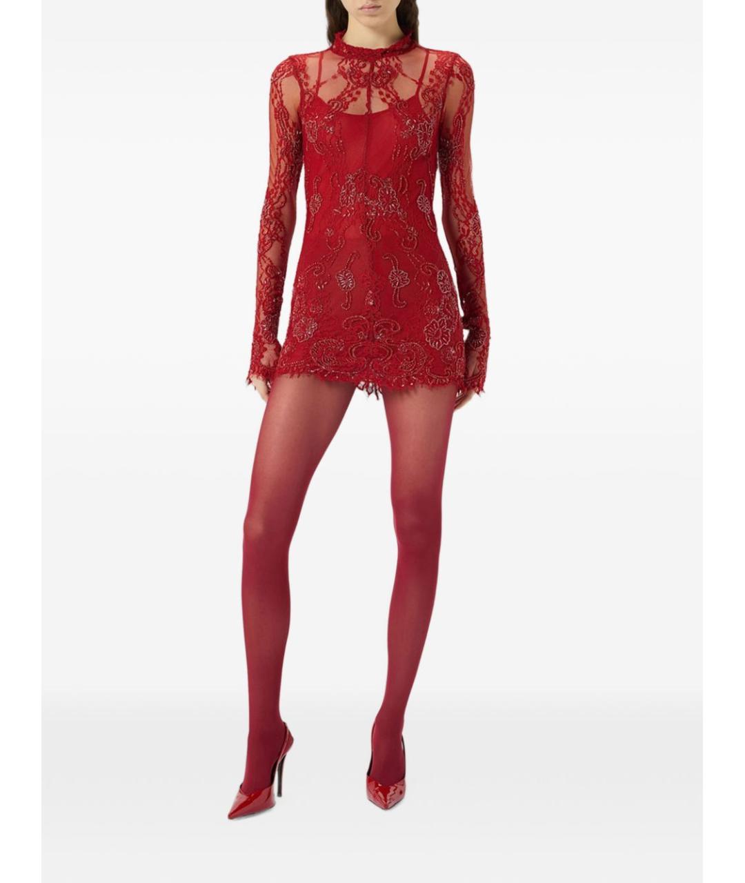 BLUMARINE Красное полиамидовое коктейльное платье, фото 4