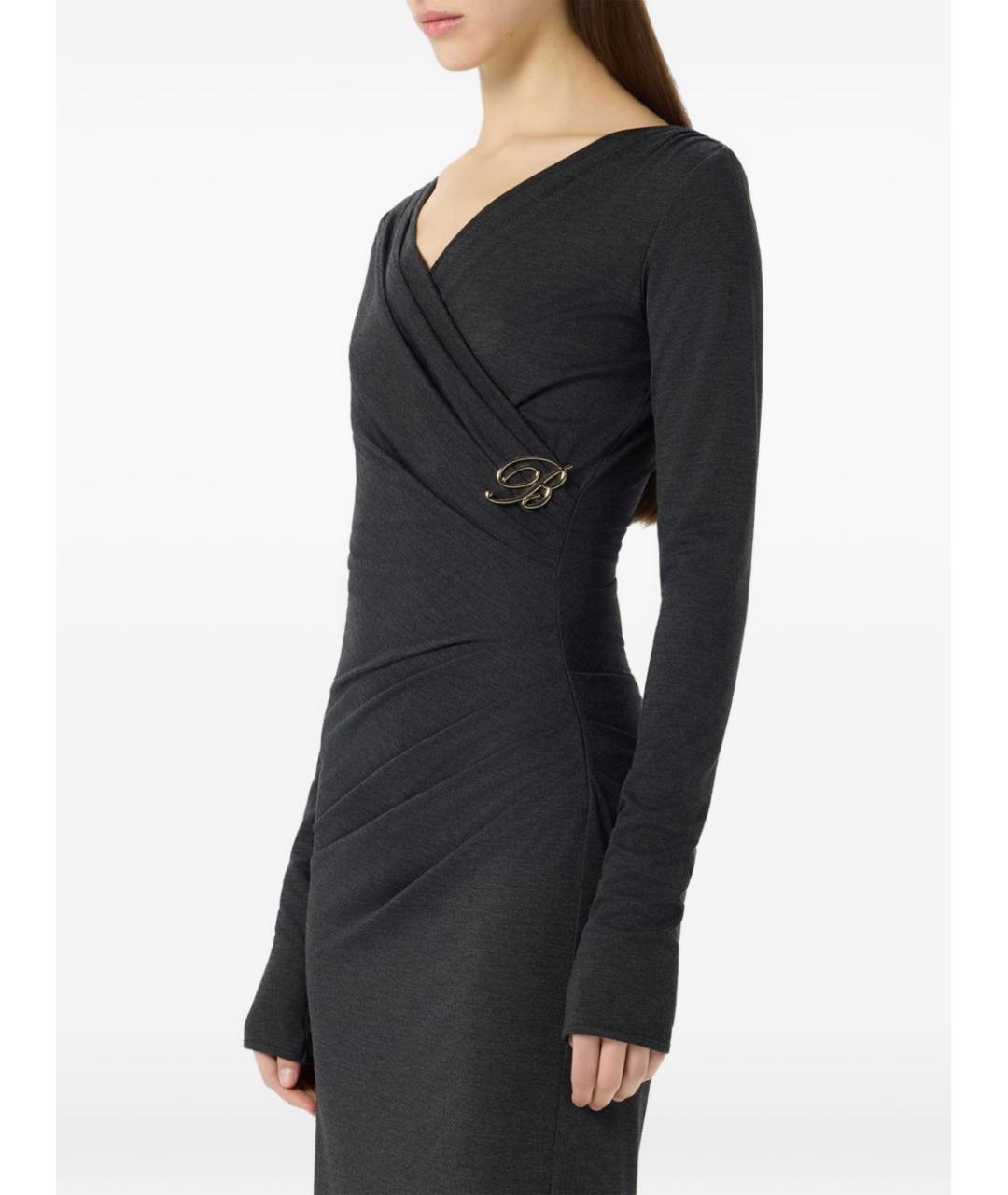 BLUMARINE Серое вискозное повседневное платье, фото 3