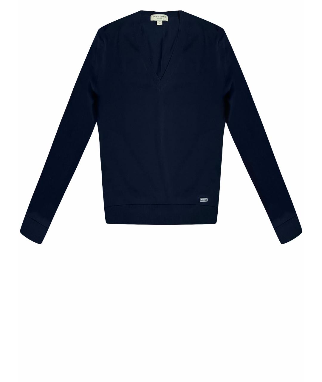 BURBERRY Темно-синий шерстяной джемпер / свитер, фото 1