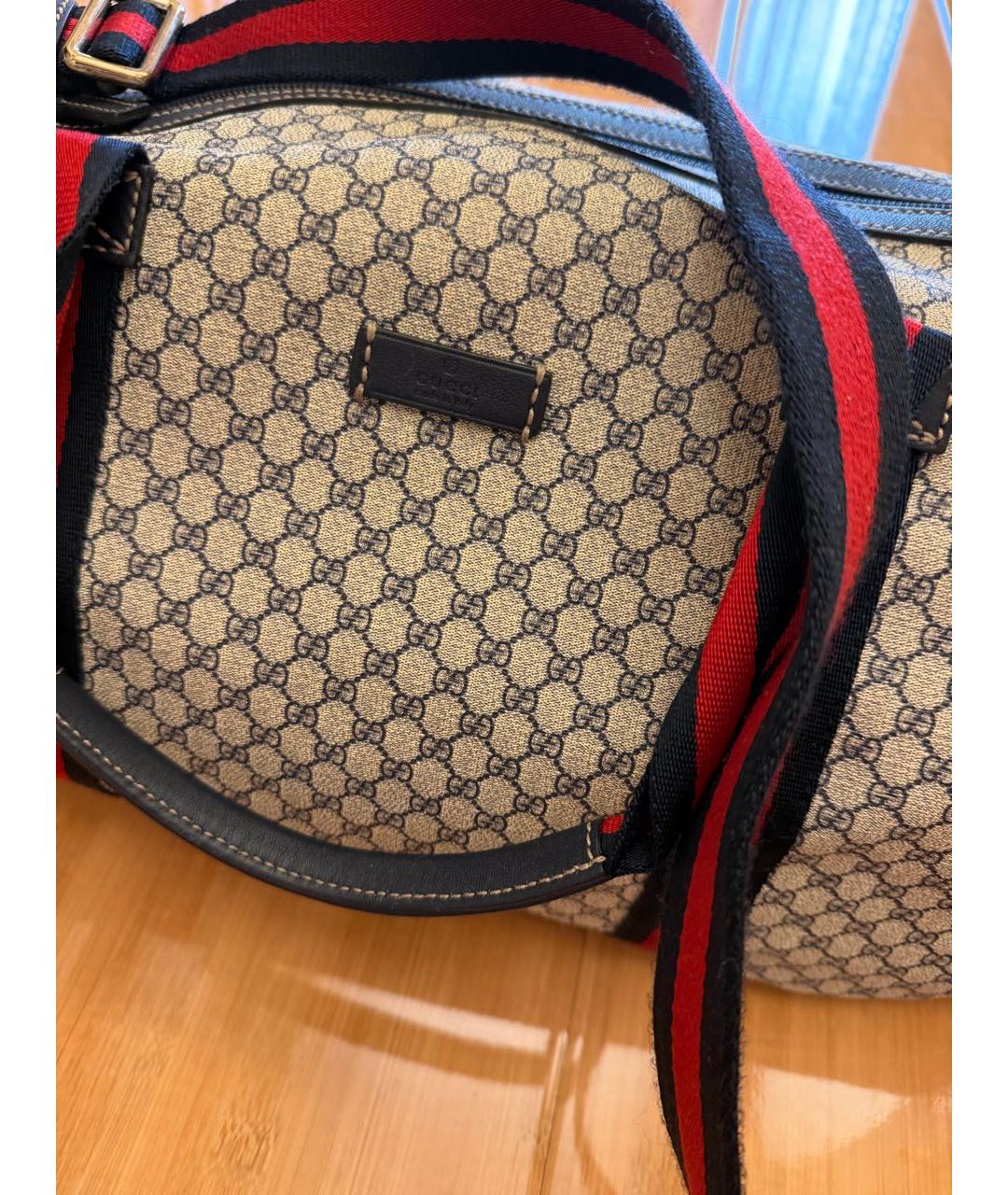 GUCCI Коричневая кожаная дорожная/спортивная сумка, фото 3
