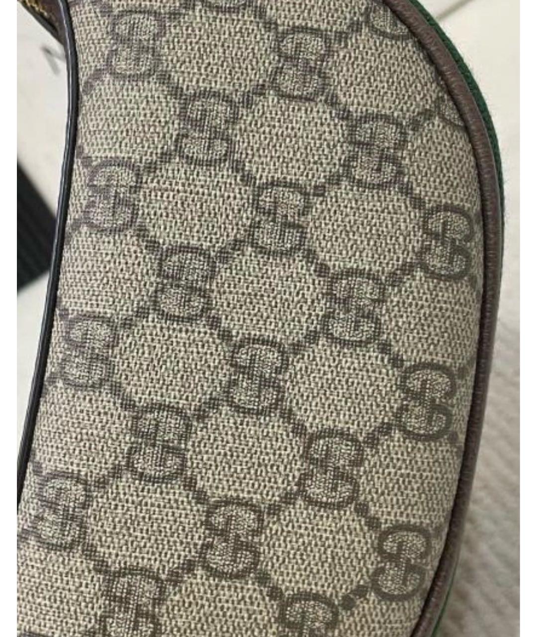 GUCCI Коричневая сумка с короткими ручками из канвы, фото 3
