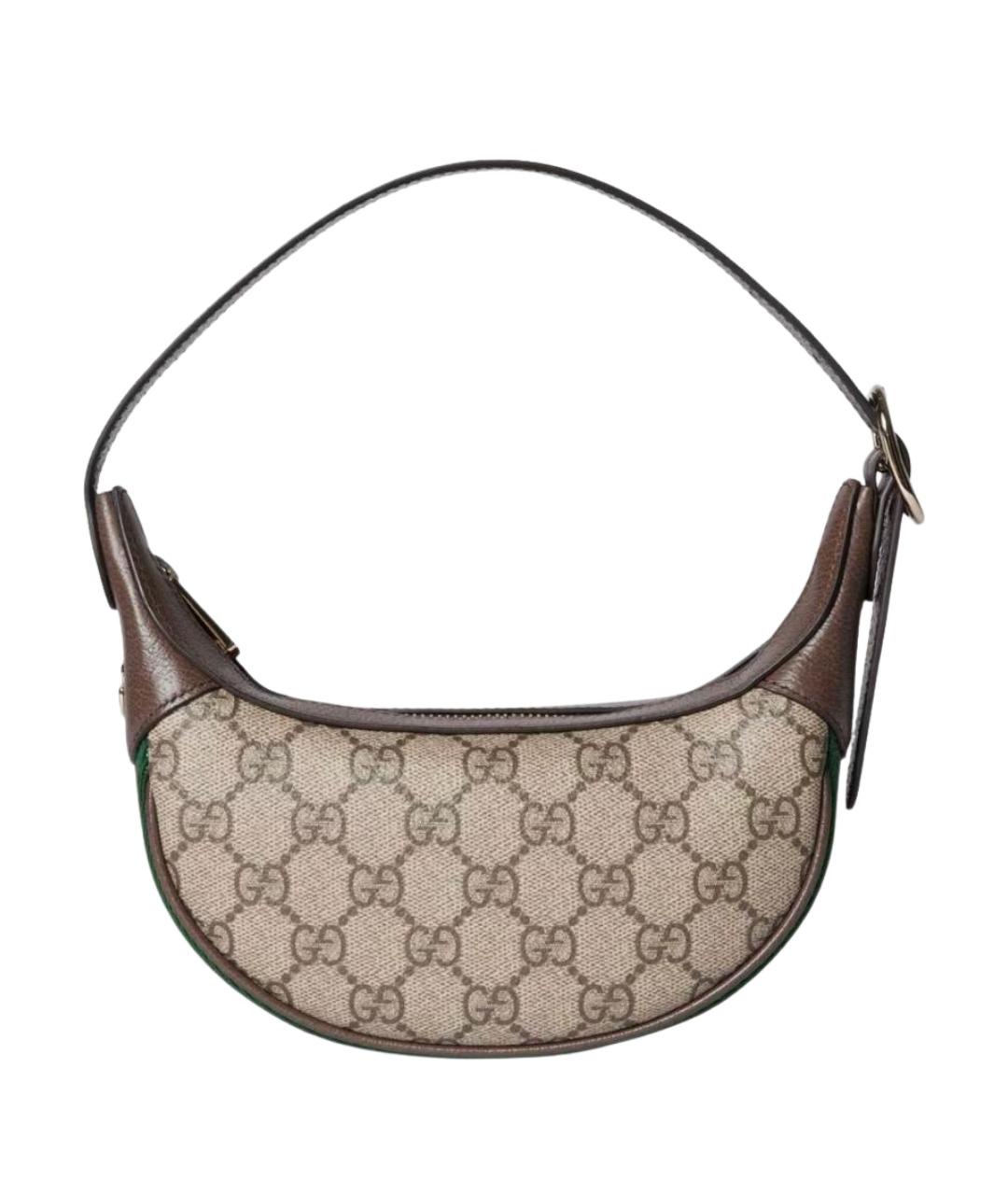 GUCCI Коричневая сумка с короткими ручками из канвы, фото 1