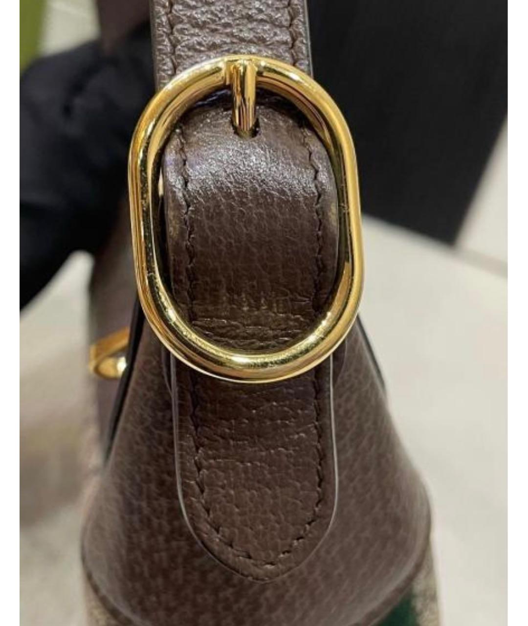 GUCCI Коричневая сумка с короткими ручками из канвы, фото 5