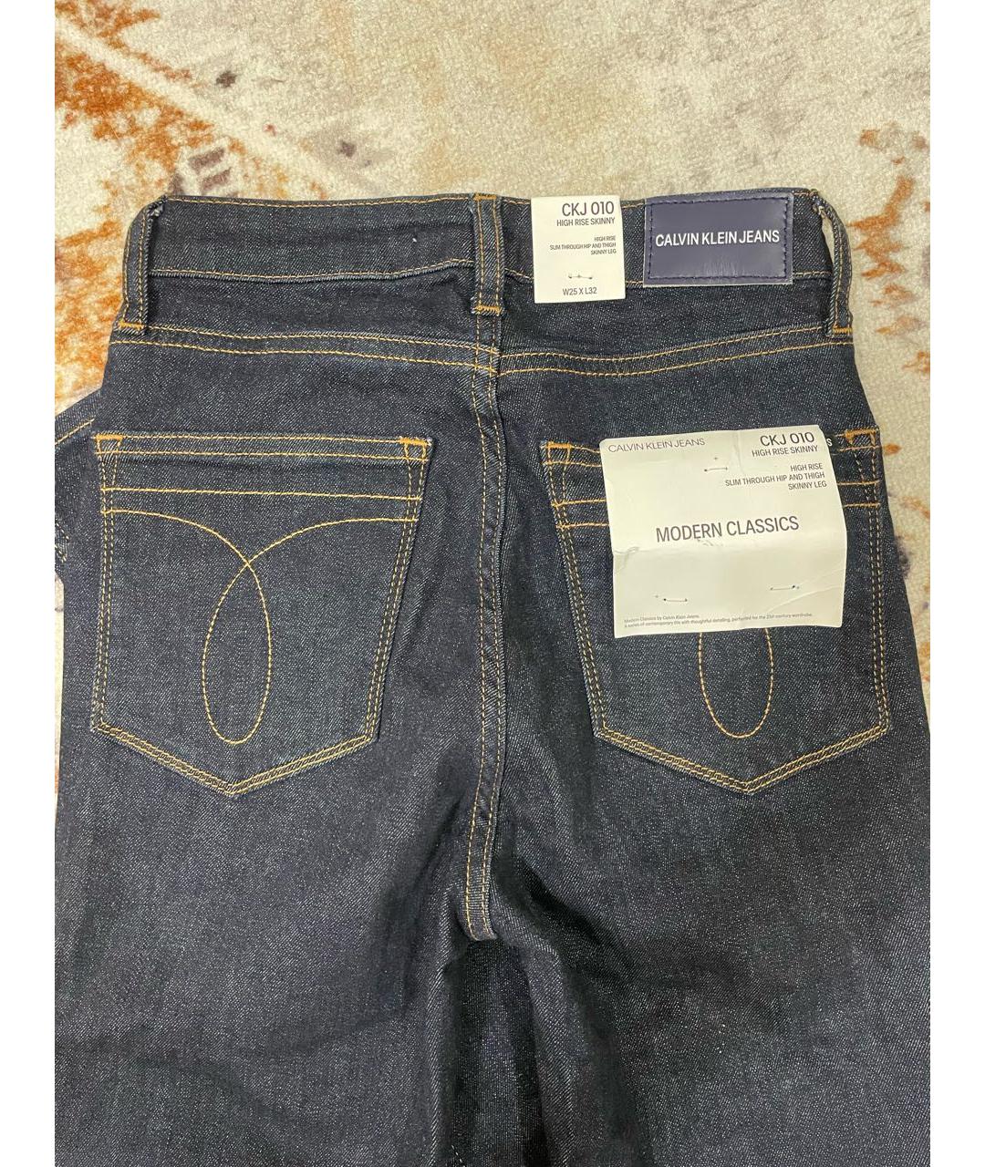 CALVIN KLEIN Темно-синие хлопковые джинсы слим, фото 2