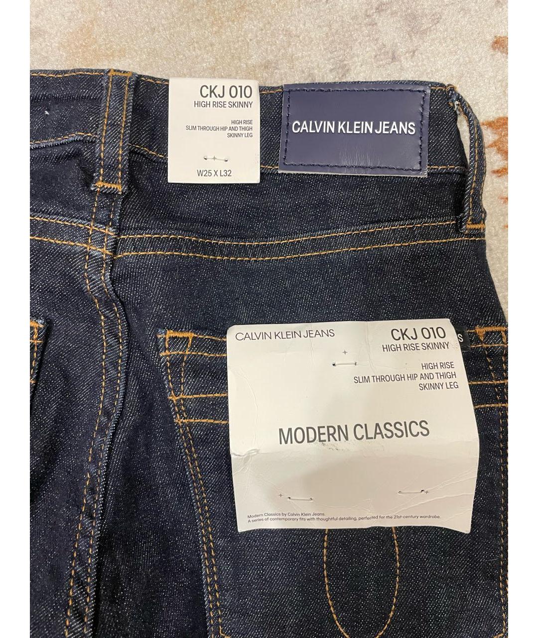 CALVIN KLEIN Темно-синие хлопковые джинсы слим, фото 4