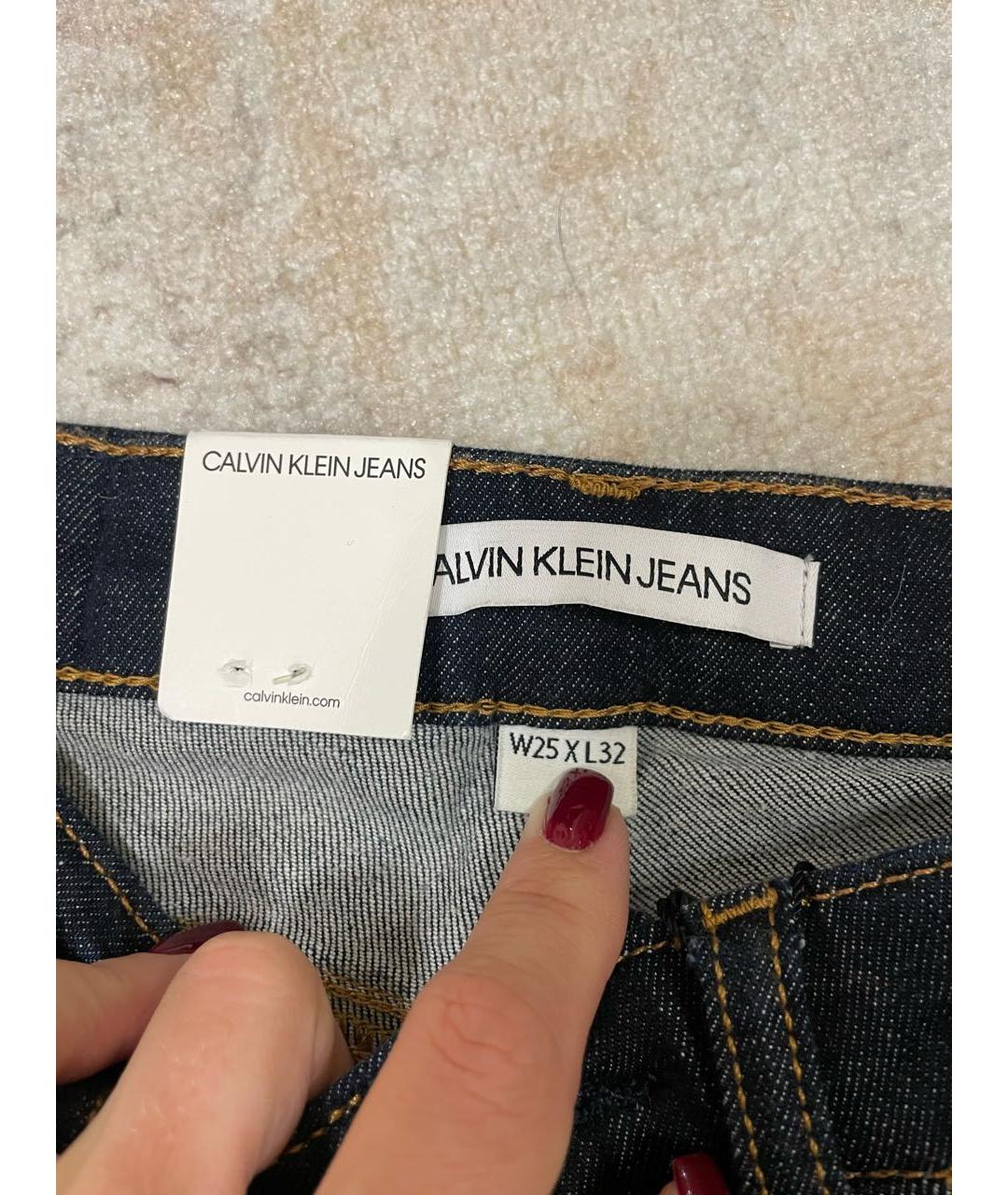 CALVIN KLEIN Темно-синие хлопковые джинсы слим, фото 5