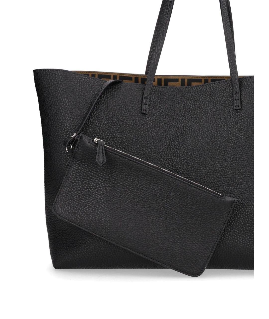 FENDI Черная кожаная сумка тоут, фото 4
