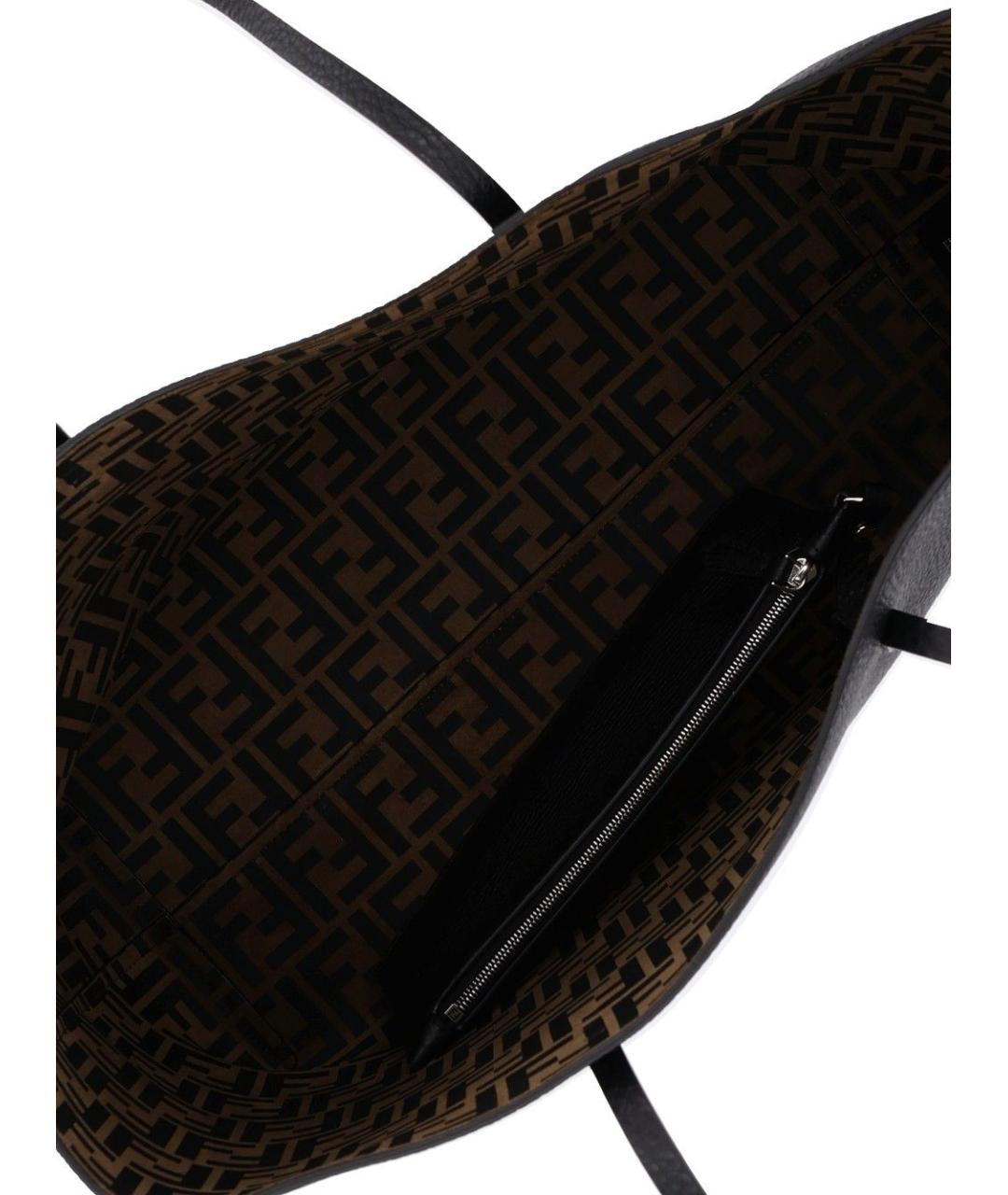 FENDI Черная кожаная сумка тоут, фото 3