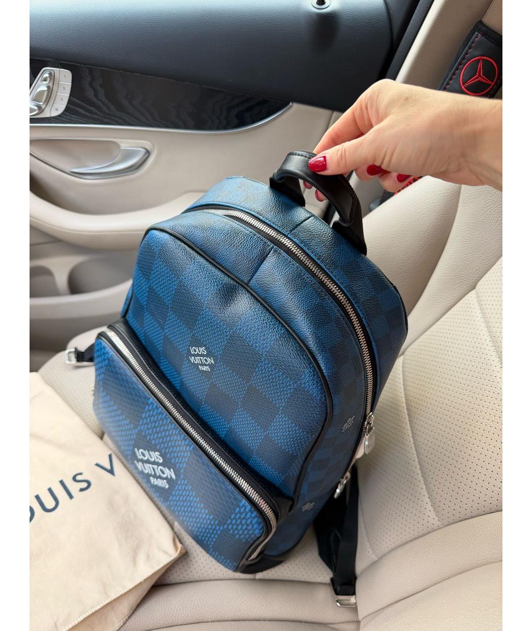 LOUIS VUITTON Синий кожаный рюкзак, фото 3