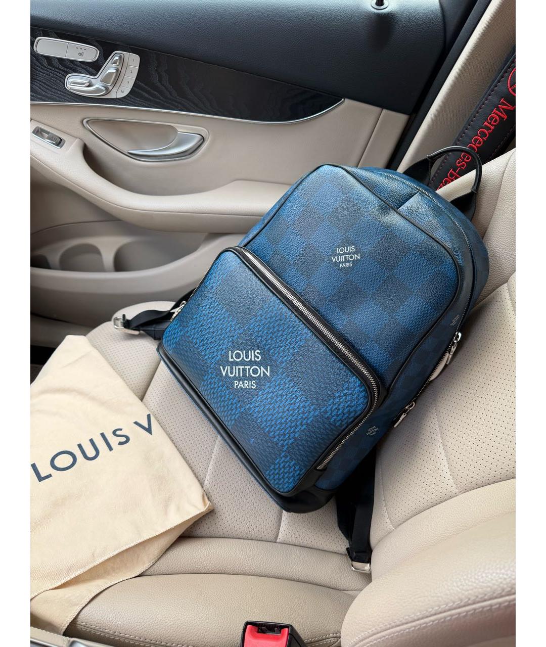 LOUIS VUITTON Синий кожаный рюкзак, фото 2