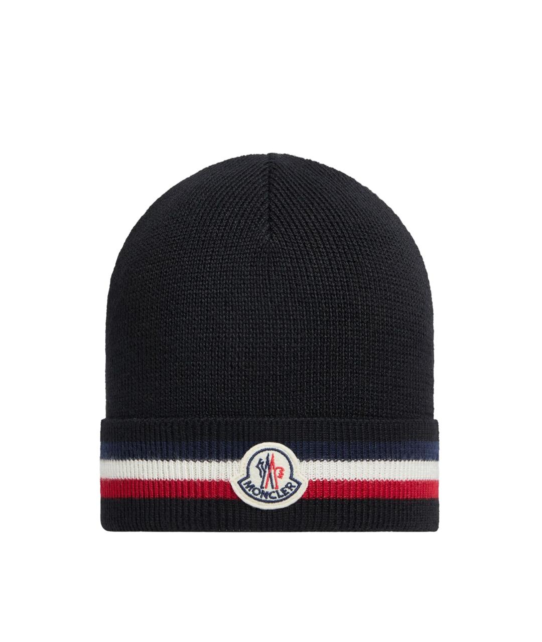 MONCLER Черная шерстяная шапка, фото 4