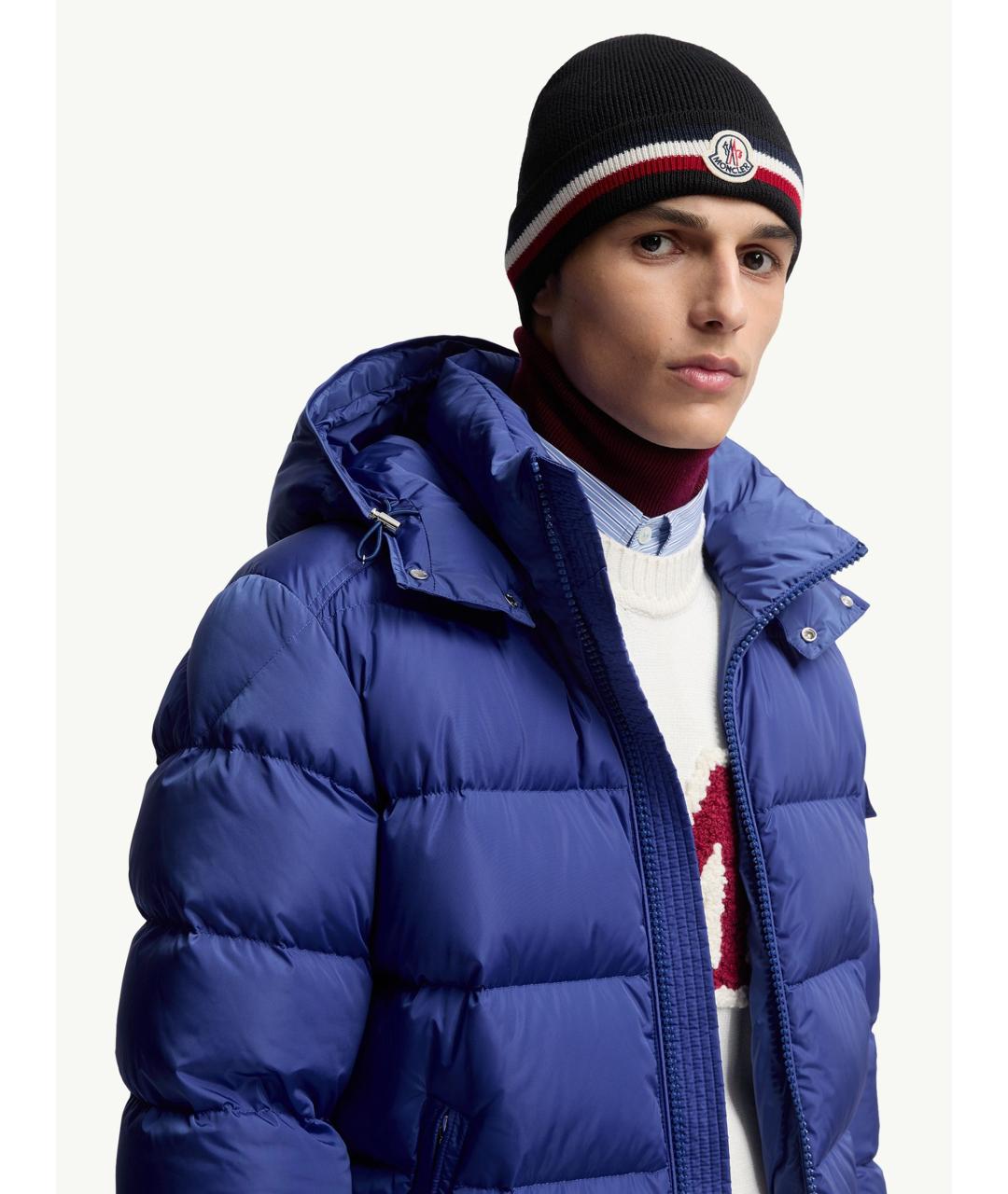 MONCLER Черная шерстяная шапка, фото 2