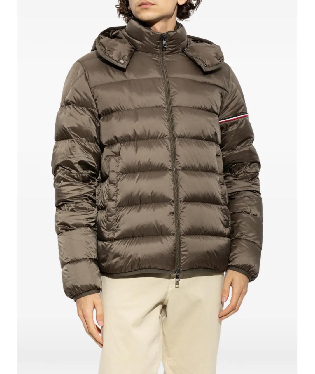 MONCLER Зеленый полиамидовый пуховик, фото 3