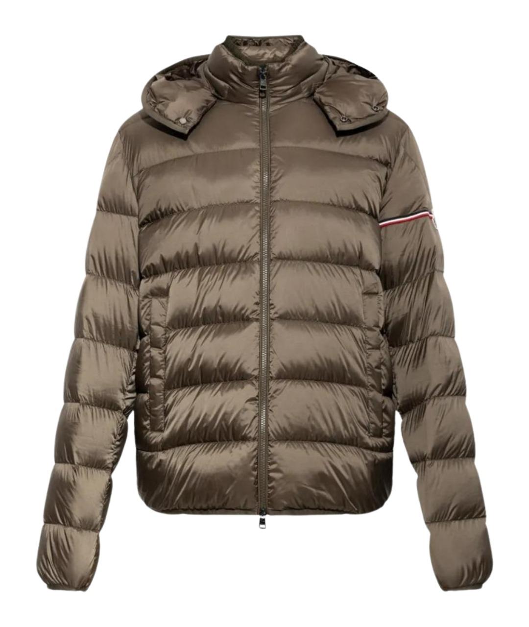 MONCLER Зеленый полиамидовый пуховик, фото 1