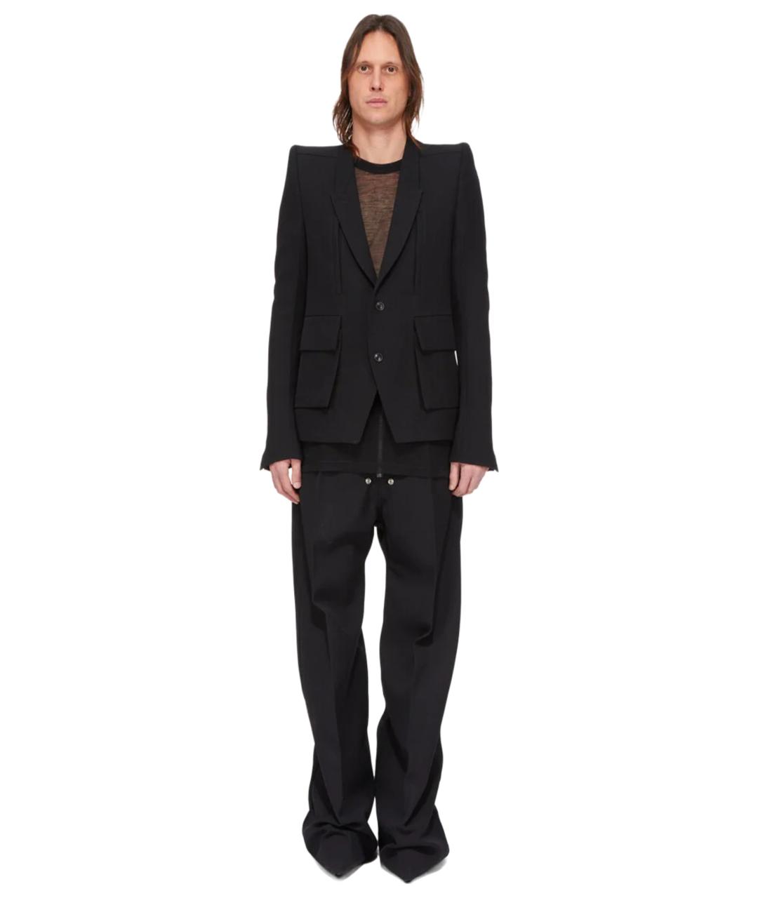 RICK OWENS Черные шерстяные повседневные брюки, фото 2