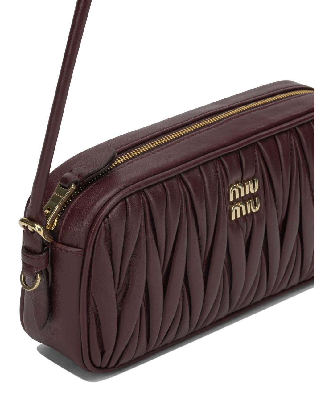 MIU MIU Бордовая кожаная сумка через плечо, фото 4