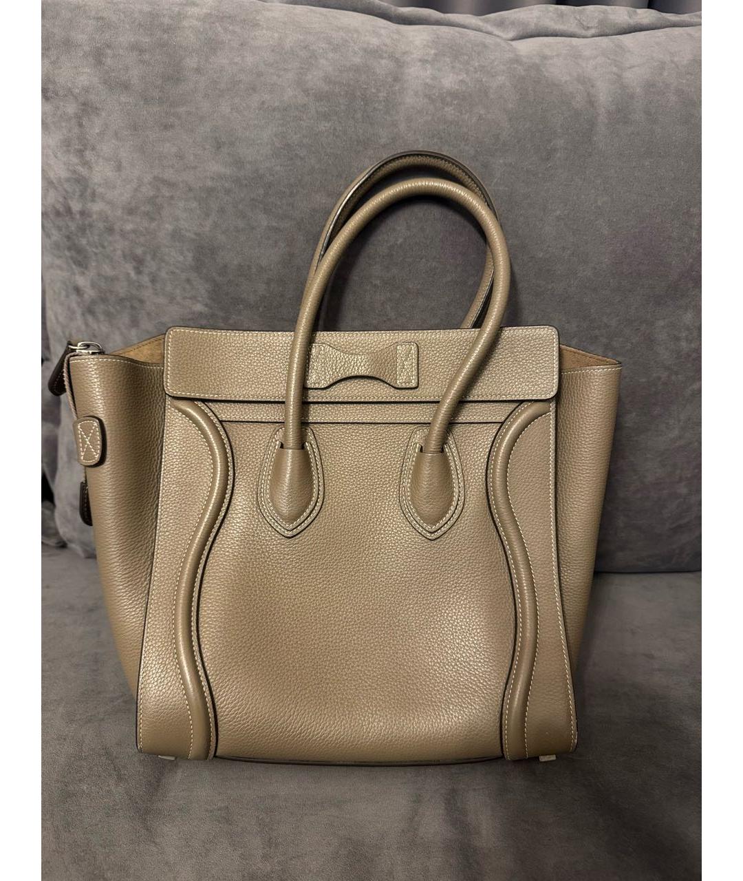 CELINE Антрацитовая кожаная сумка с короткими ручками, фото 3