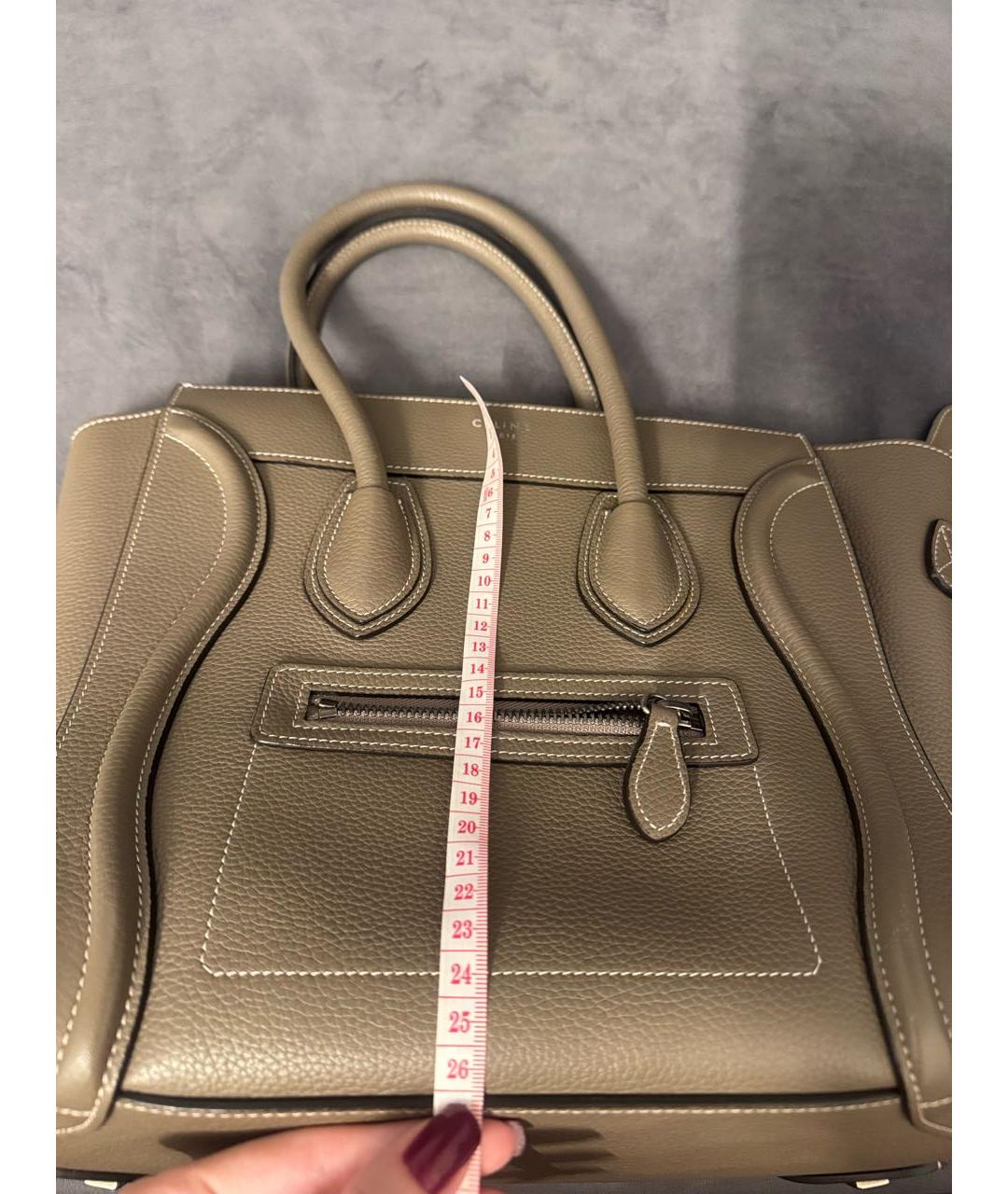 CELINE Антрацитовая кожаная сумка с короткими ручками, фото 5