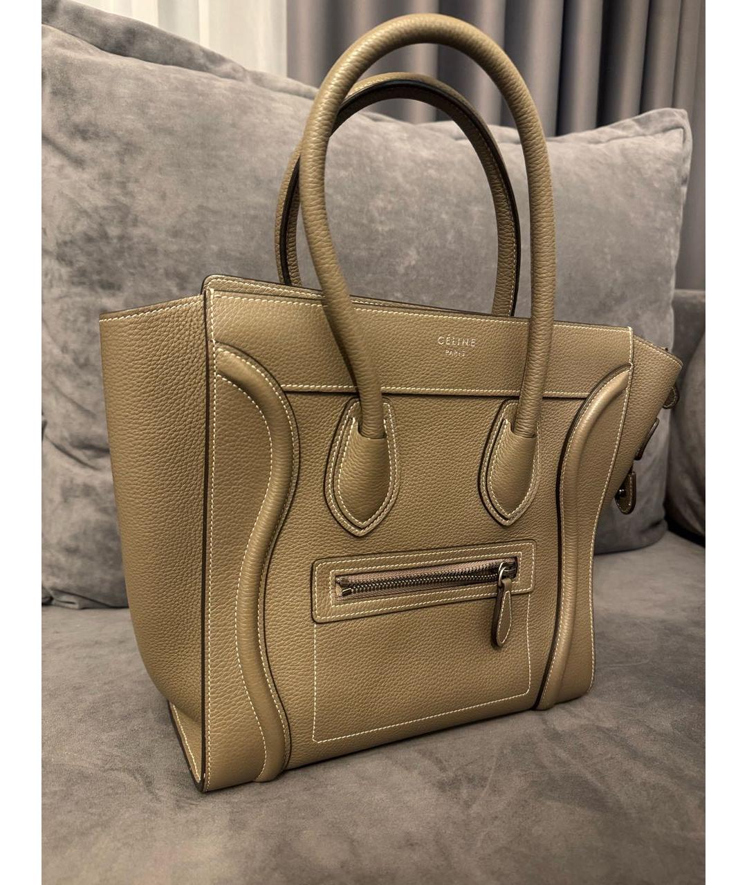 CELINE Антрацитовая кожаная сумка с короткими ручками, фото 2