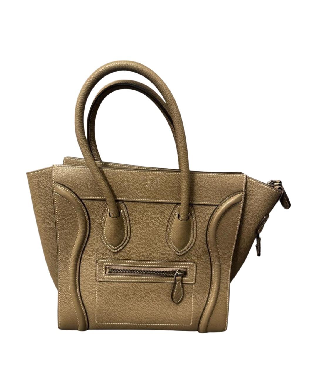 CELINE Антрацитовая кожаная сумка с короткими ручками, фото 1