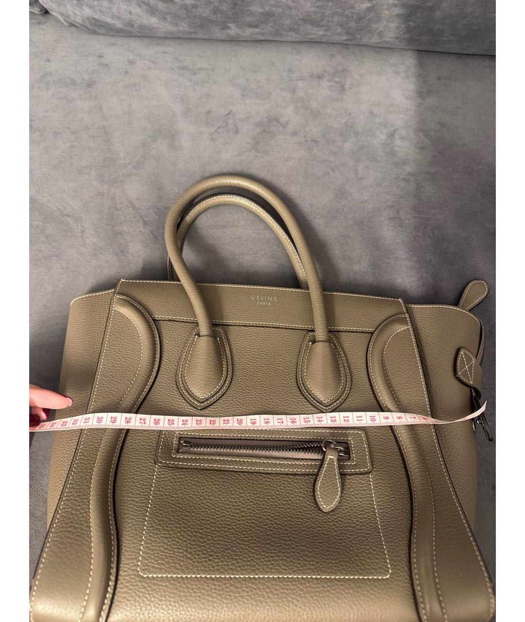 CELINE Антрацитовая кожаная сумка с короткими ручками, фото 6