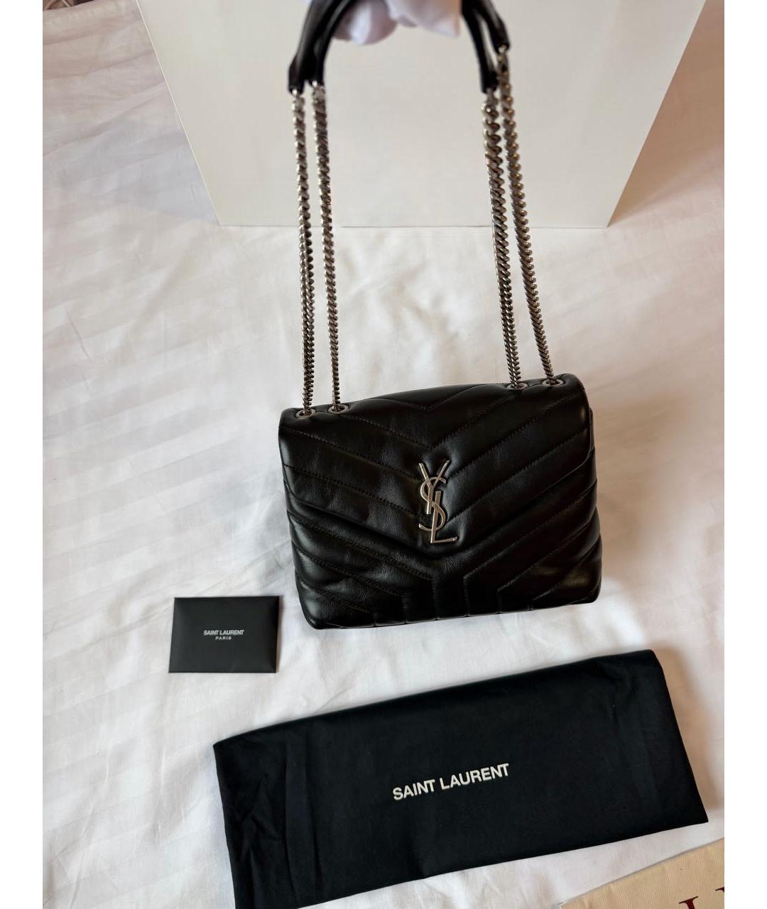 SAINT LAURENT Черная кожаная сумка через плечо, фото 2
