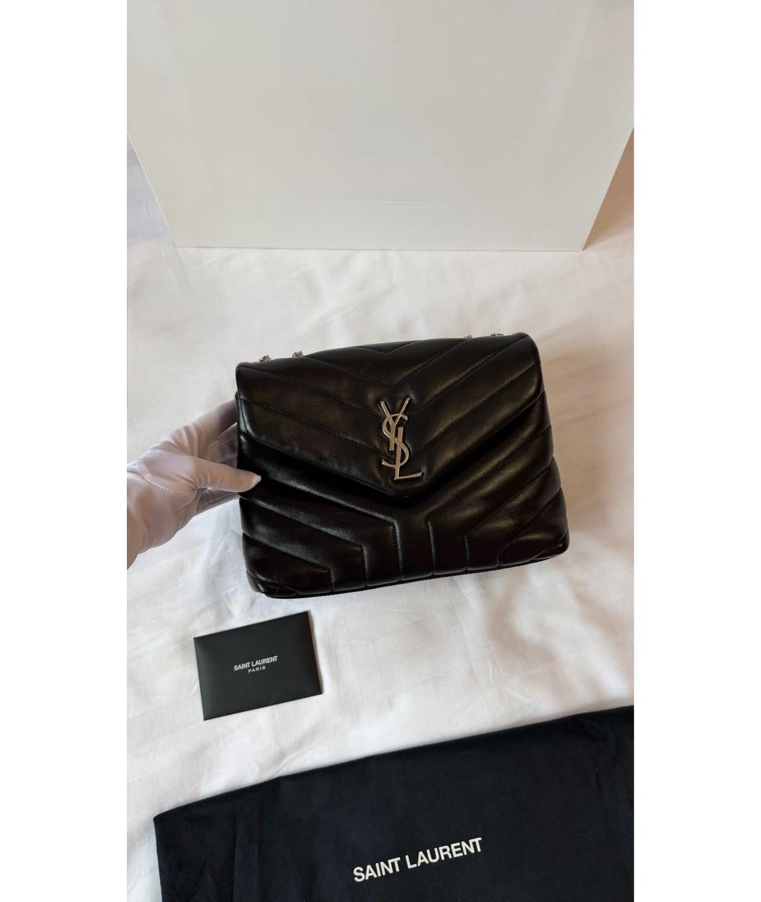 SAINT LAURENT Черная кожаная сумка через плечо, фото 3