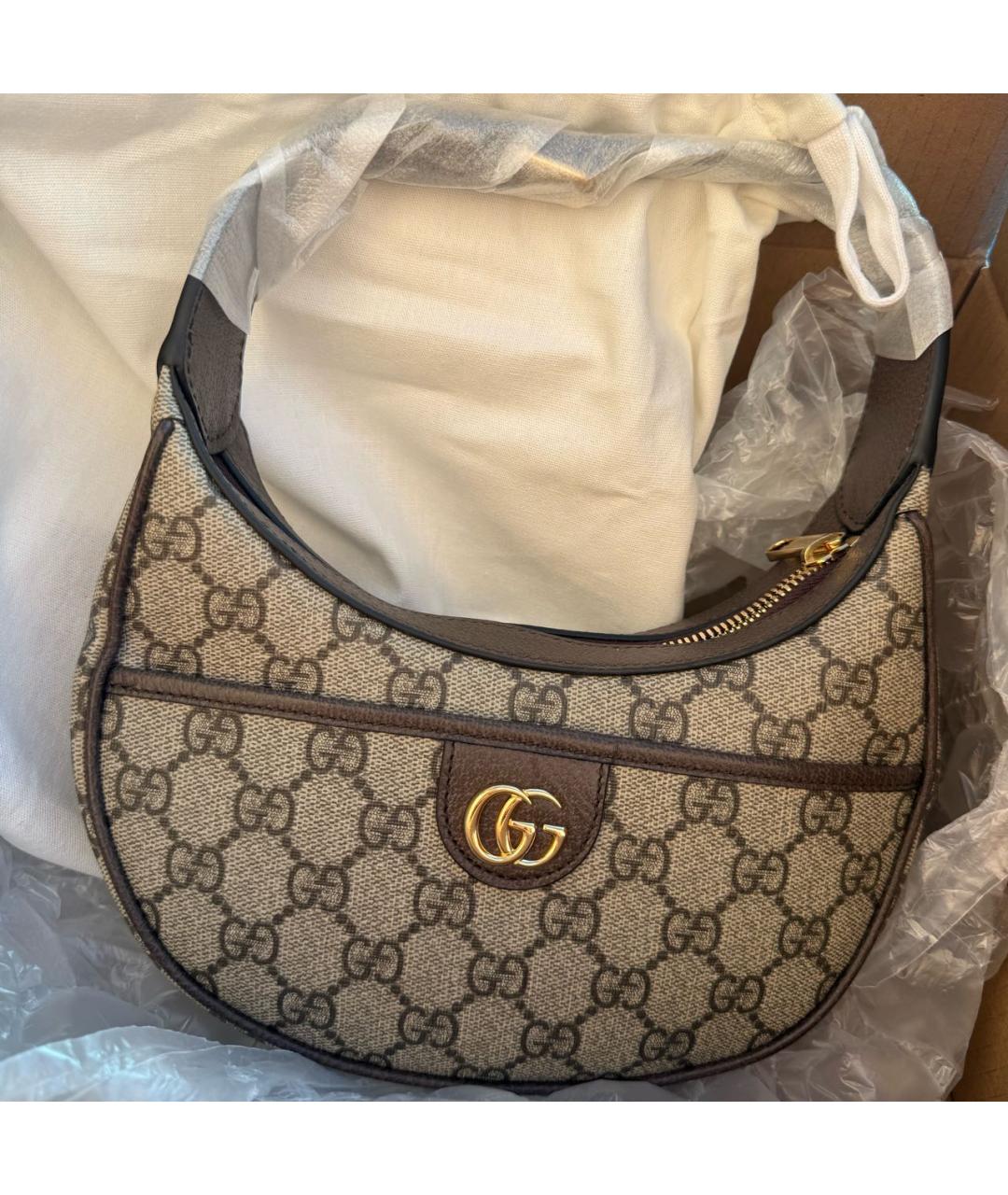 GUCCI Бежевая кожаная сумка с короткими ручками, фото 4