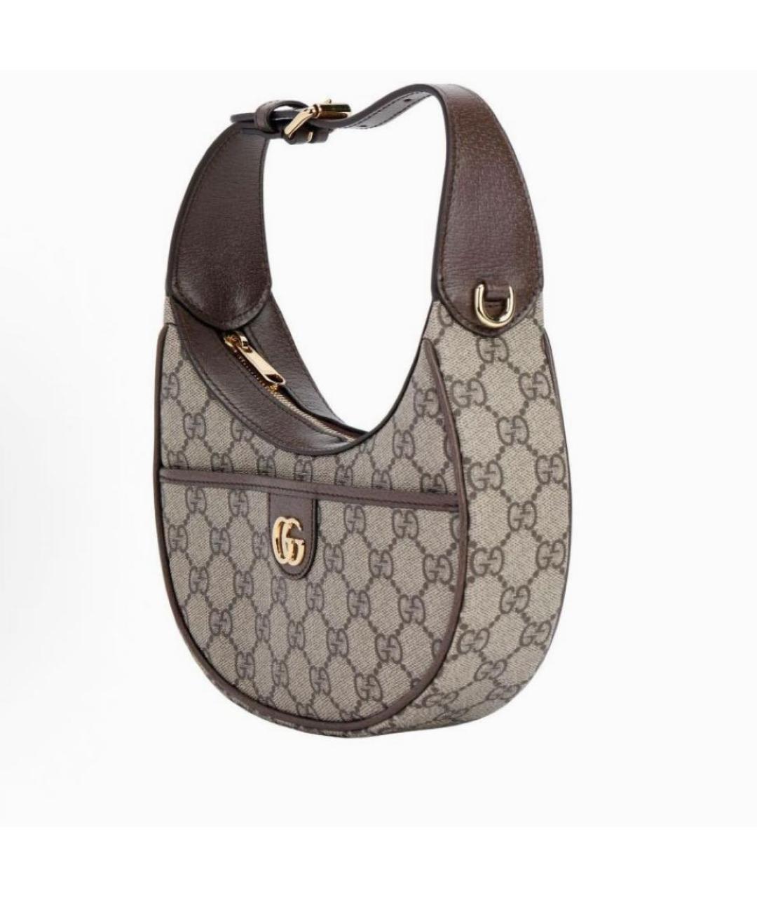 GUCCI Бежевая кожаная сумка с короткими ручками, фото 2