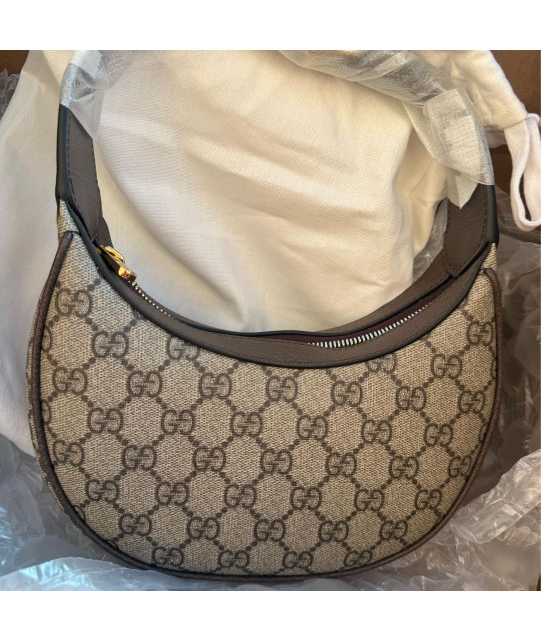 GUCCI Бежевая кожаная сумка с короткими ручками, фото 5