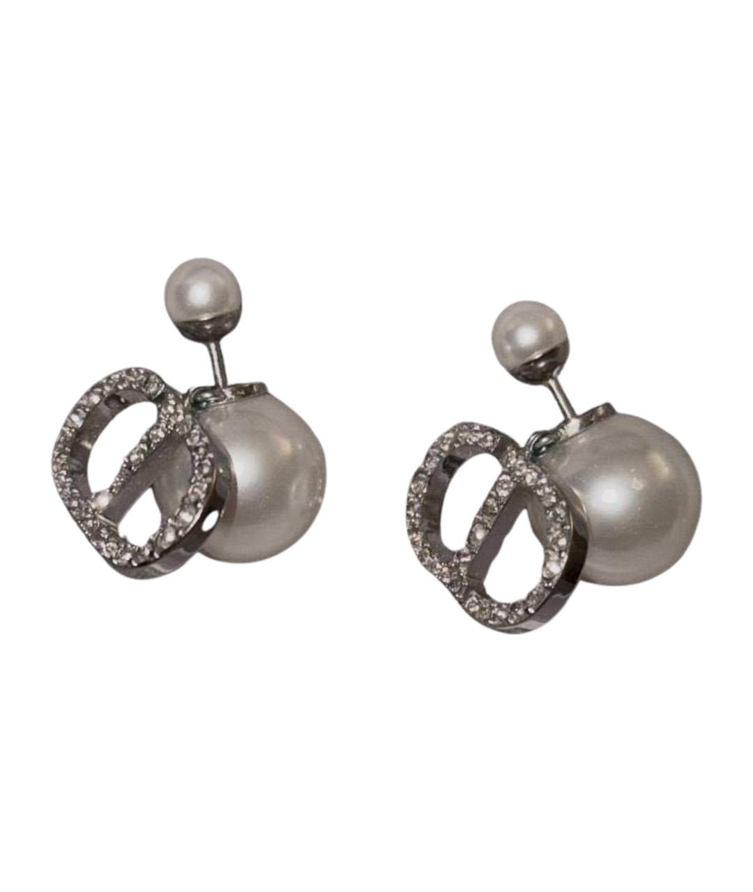 CHRISTIAN DIOR Серые металлические серьги, фото 1