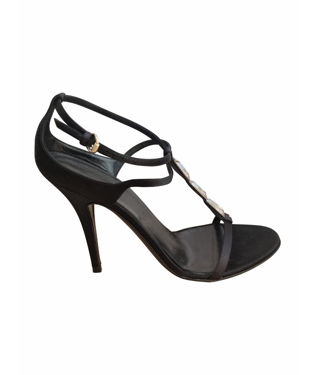 GUCCI Черные текстильные босоножки, фото 1