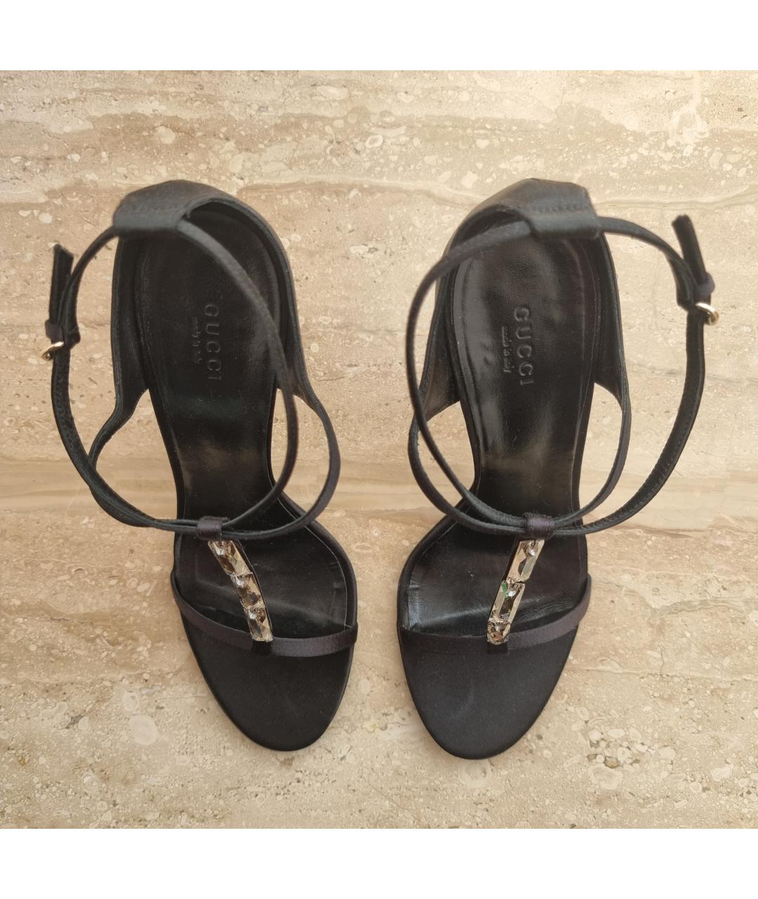 GUCCI Черные текстильные босоножки, фото 3