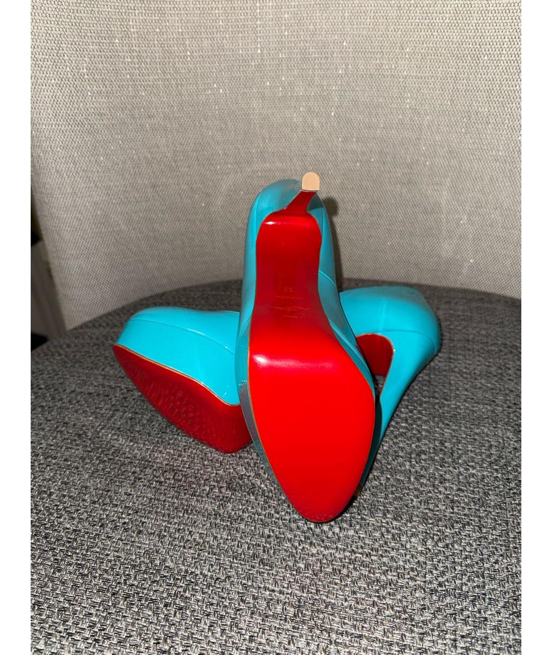 CHRISTIAN LOUBOUTIN Бирюзовые туфли из лакированной кожи, фото 5