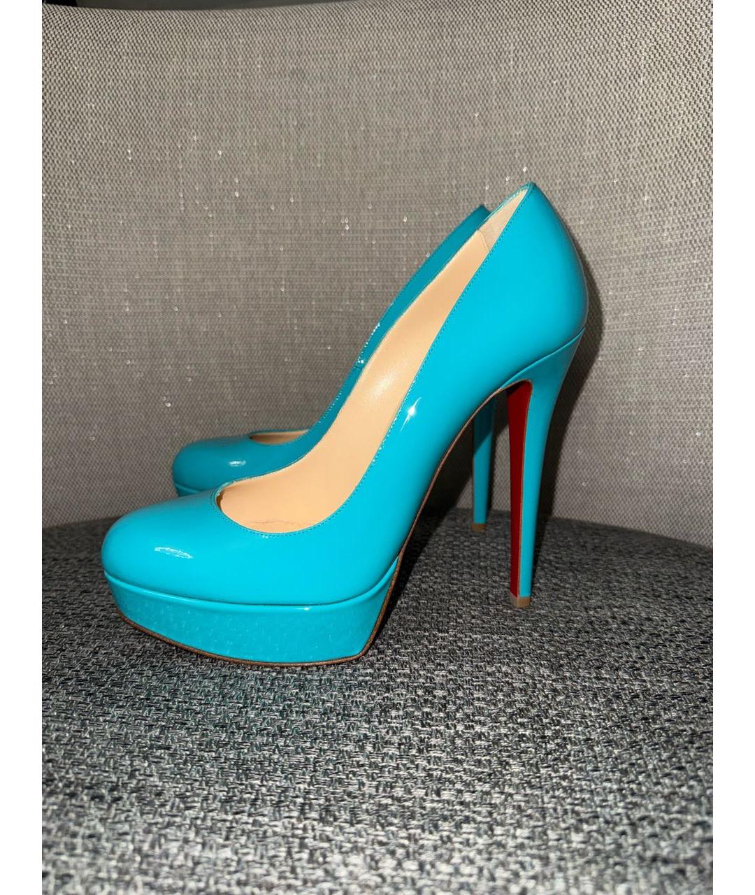 CHRISTIAN LOUBOUTIN Бирюзовые туфли из лакированной кожи, фото 6