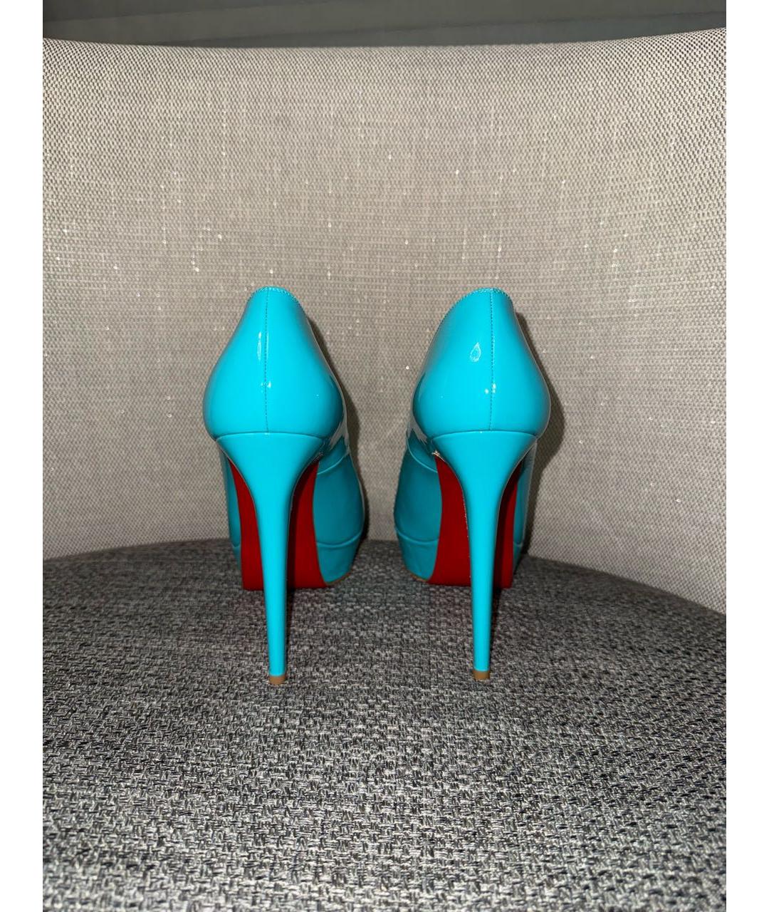 CHRISTIAN LOUBOUTIN Бирюзовые туфли из лакированной кожи, фото 4