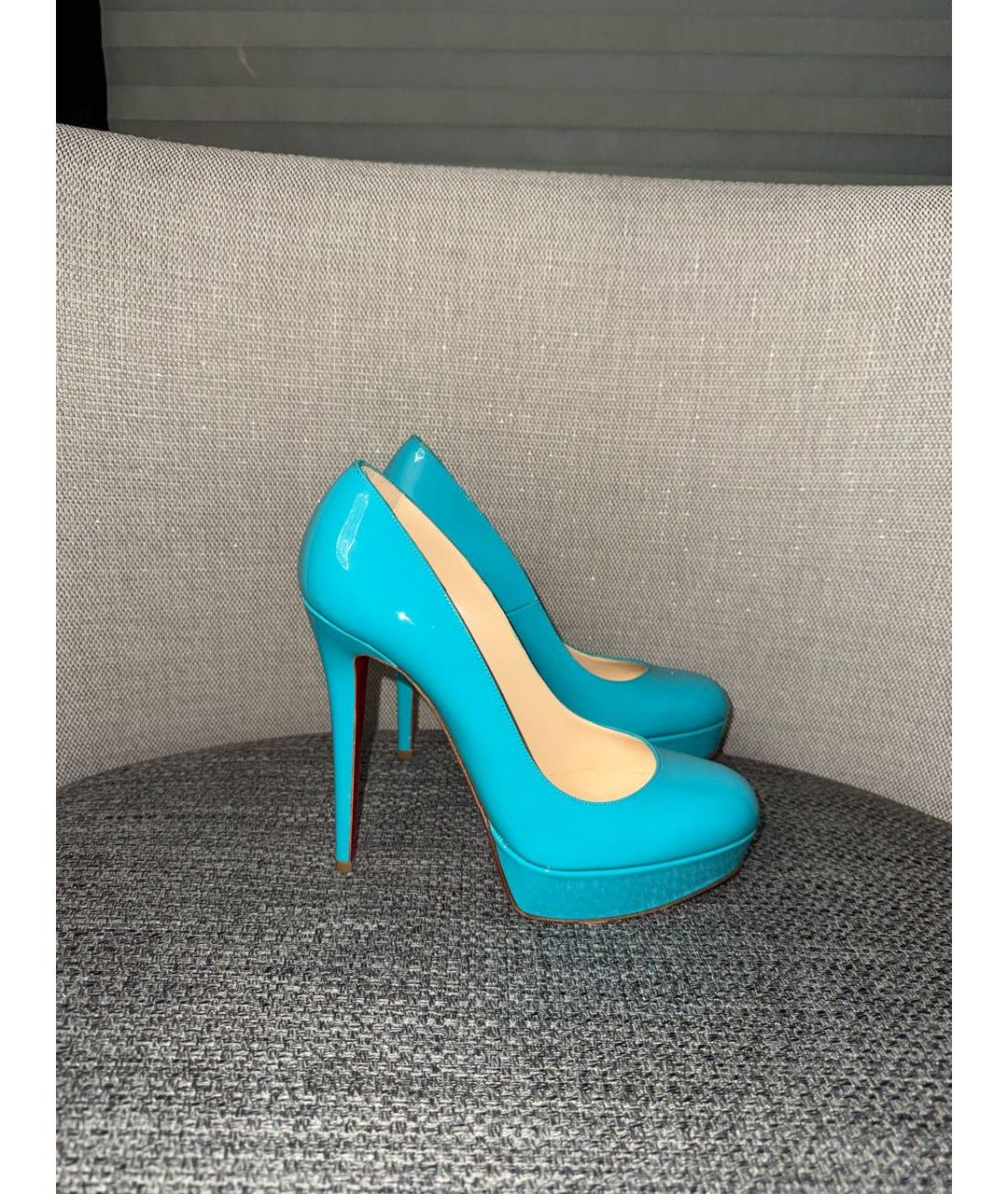 CHRISTIAN LOUBOUTIN Бирюзовые туфли из лакированной кожи, фото 7