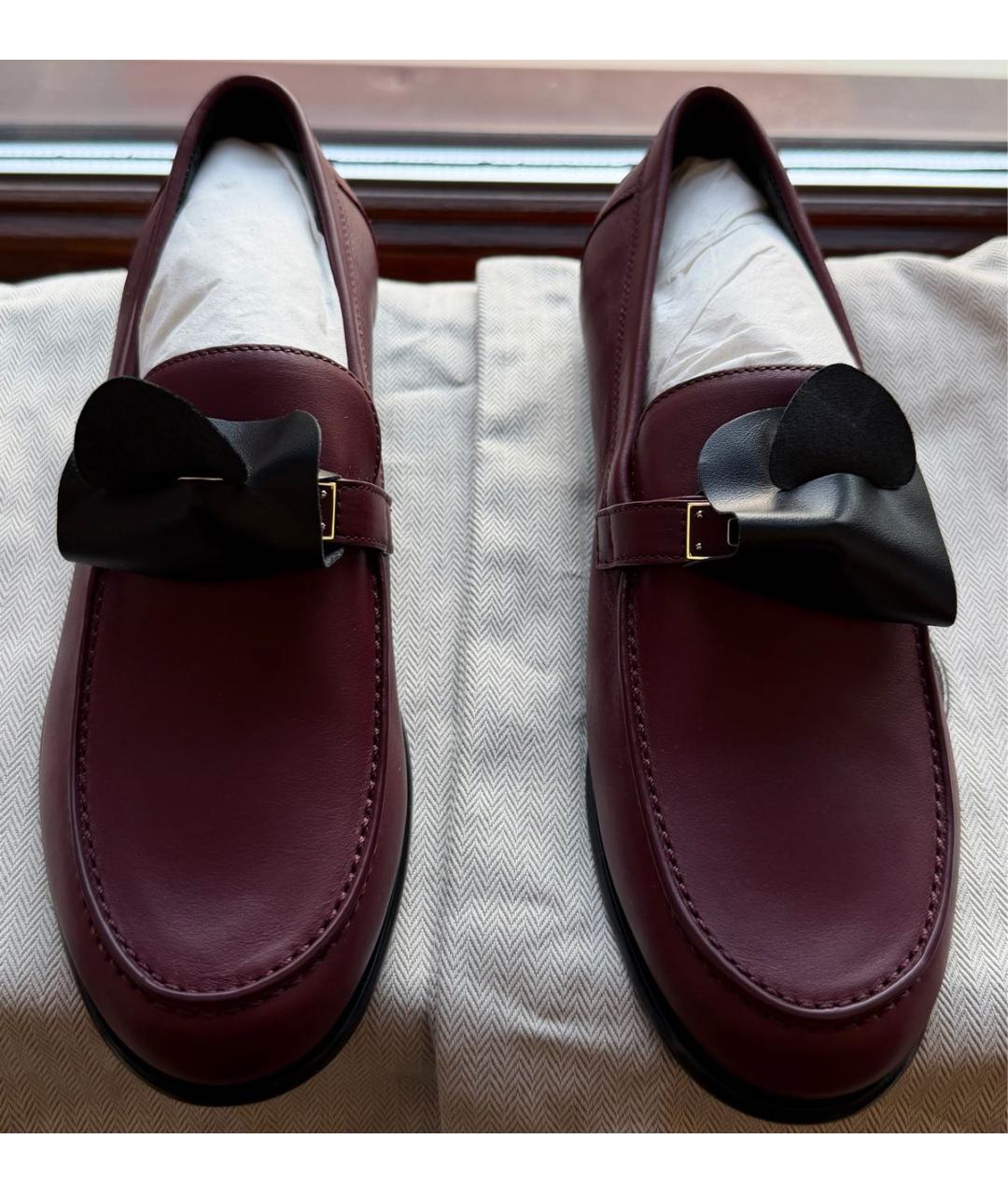 HERMES Бордовые кожаные лоферы, фото 8