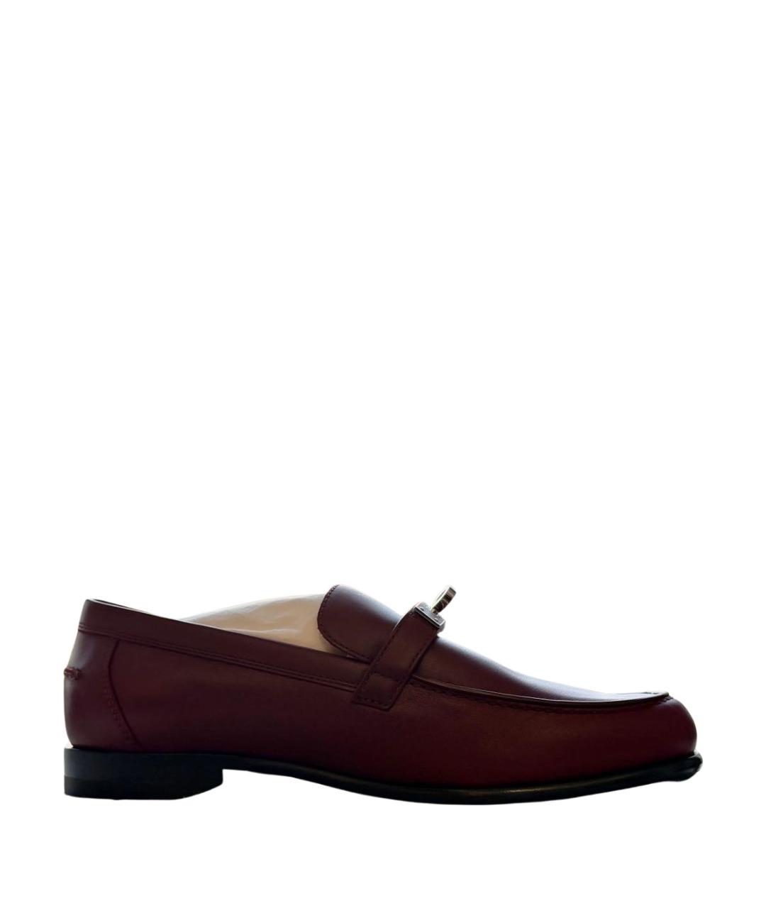 HERMES Бордовые кожаные лоферы, фото 1