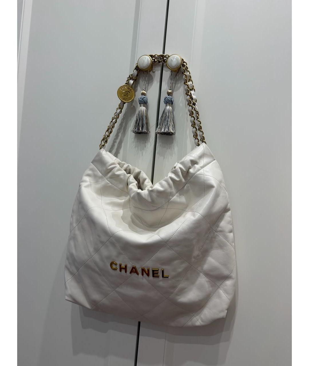 CHANEL Белая кожаная сумка тоут, фото 2