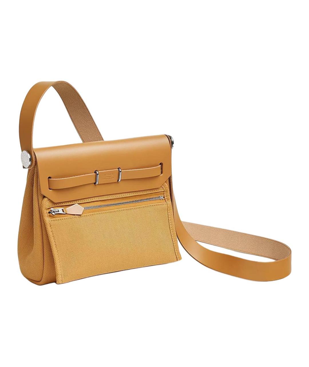 HERMES Коричневая сумка через плечо из канвы, фото 3