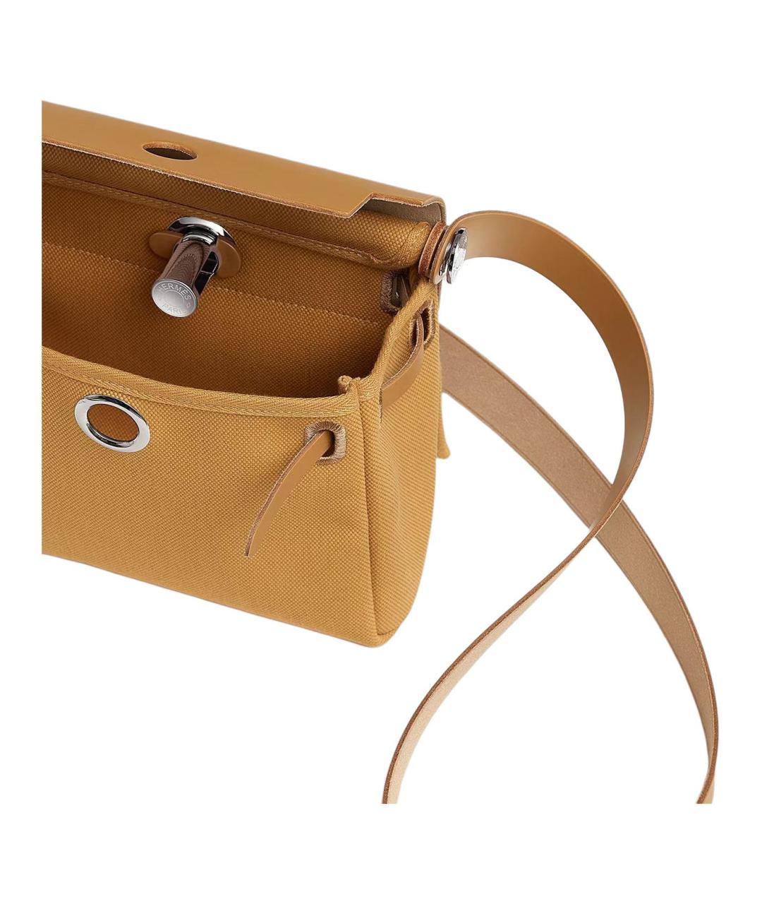HERMES Коричневая сумка через плечо из канвы, фото 4
