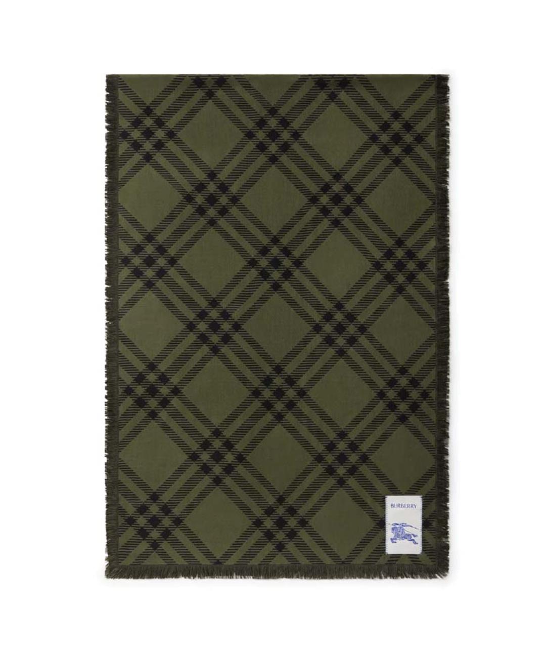 BURBERRY Зеленый шерстяной шарф, фото 1