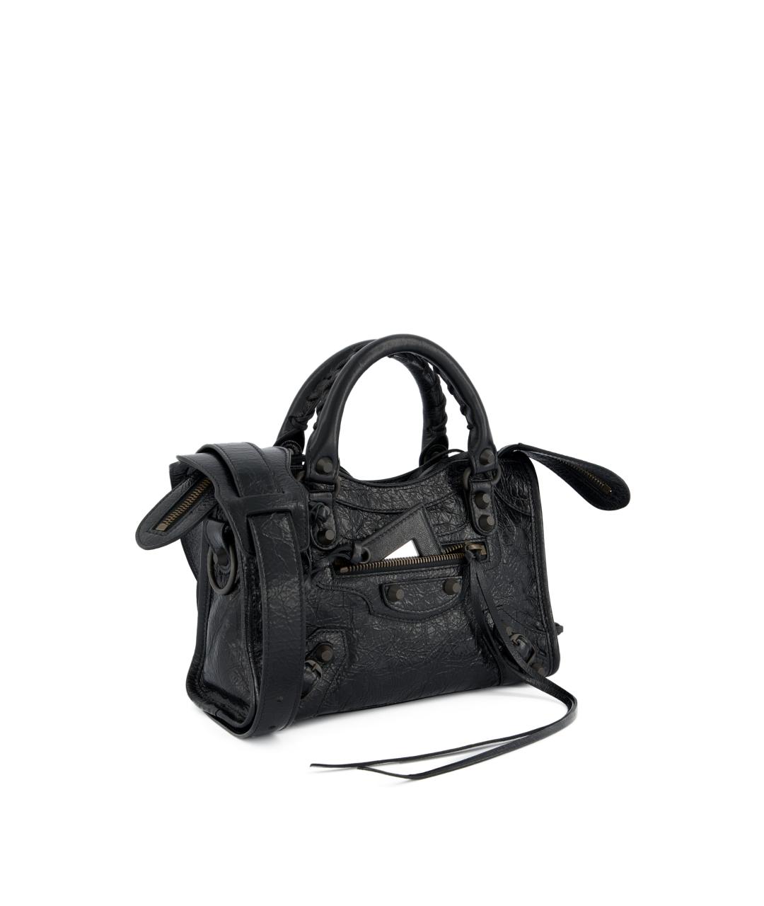 BALENCIAGA Черная кожаная сумка тоут, фото 3