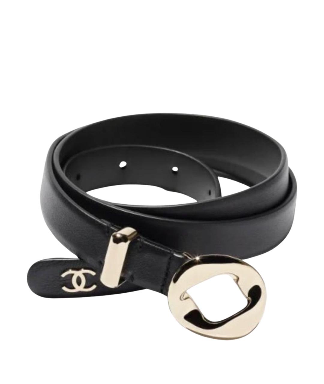 CHANEL Черный кожаный ремень, фото 1